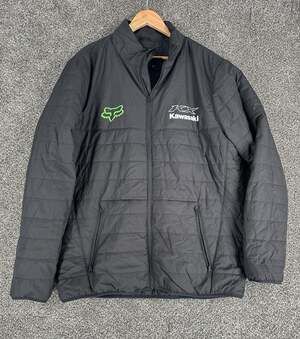 Fox Racing Mens Puffer Quilted Coat Jacket Size XL Black Kawasaki